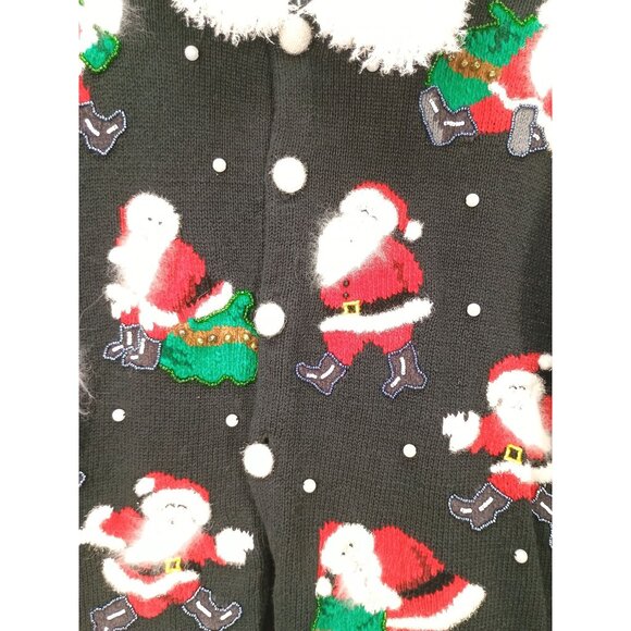 Philip &‎ Jane Gordon Santa Sweater Large Black With Removable Collar & Shoulder - Picture 9 of 9